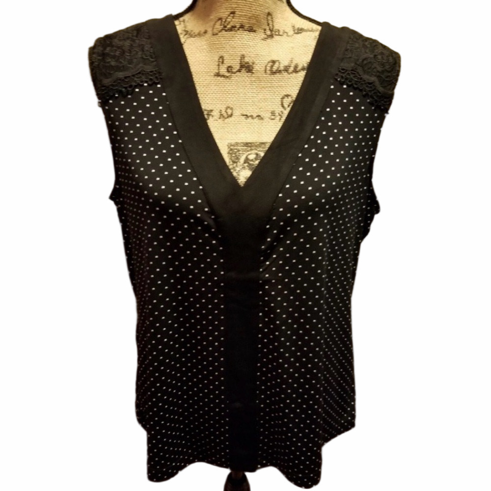 Karl Lagerfeld Paris Black Polka Dot Top | EUC | Sz S